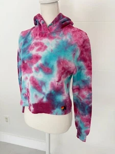 Aviator Nation Tie Dye Pink Blue Hoodie Pullover Sweatshirt Casual Activewear - Picture 1 of 8