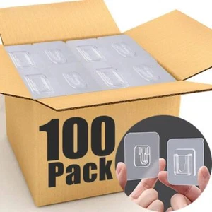 Ganchos de pared adhesivos de doble cara - Soportes transparentes fuertes para almacenamiento en el hogar - Imagen 1 de 22