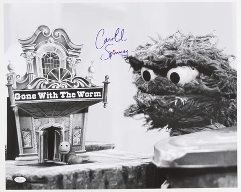 1970s Caroll Spinney “Gone With the Worm” LE Signed 16x20 B&W Photo (JSA) Cover