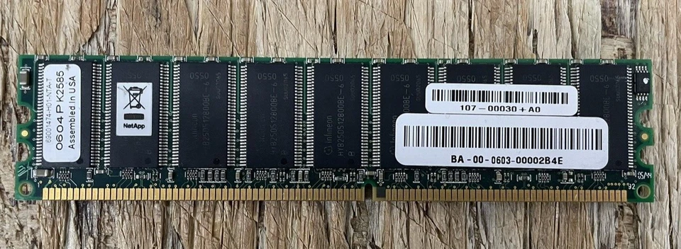 107-00030+A0, NETAPP MEMORY 1GB PC2700E 184 PIN CL2.5 333MHZ 2.5V ECC SDRAM - Image 1 of 1
