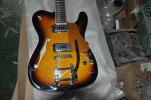 TL Semi-hollow Double F Hole Electric Guitar with Small Rocker Tiger Pattern - Picture 1 of 4