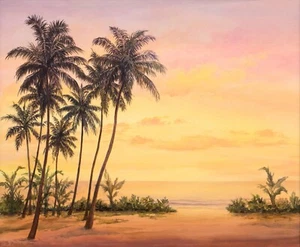 Abendstimmung am Meer Karibik 120 cmx120 cm Pop Art/Bild/Ferienwohnung/Landhaus - Bild 1 von 1