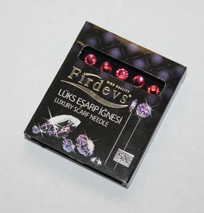 Firdevs Strass Schmuck Luxus Islamische Hijab Pins 5er Set Rose Rosa - Bild 1 von 3