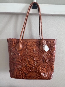 BORSA/TOTE BAG PATRICIA NASH ADELINE MARRONE BRUNITO LAVORATO PELLE RITAGLIATA NUOVA - Foto 1 di 18