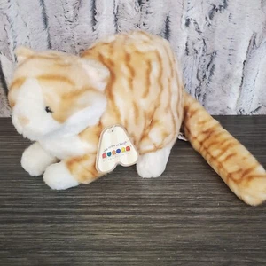 Aurora Tabby Arched Fat Cat Plush Stuffed Orange White Striped 8" Animal W/ Tag - Picture 1 of 10