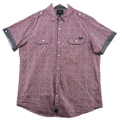 Marc Ecko Cut & Sew Men's Size XL Red Floral Short Sleeve Casual Shirt - Image 1 of 4