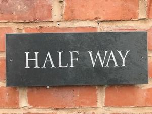 PREMIUM LARGE NATURAL SURFACE SLATE HOUSE SIGN 40CM X 15CM ANY NAME ANY NUMBER - Picture 1 of 5
