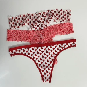 Victoria's Secret 3 x Tangas Paquete Talla XL Tanga Corazones Rojos - Imagen 1 de 2