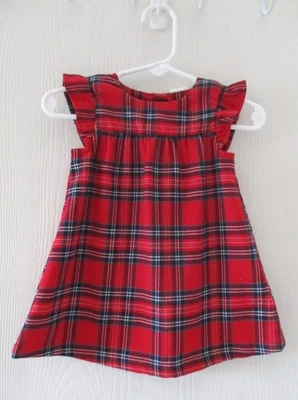 Jersey de vacaciones rojo H&M a cuadros bebé sin mangas con volantes en el hombro talla 4-6 meses  Foto 1 de 4