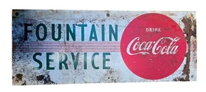 Vintage bemaltes Coca Cola Stahlschild 1940er Ära 12 "x29" - Bild 1 von 3