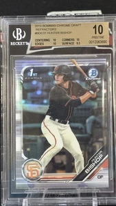 2019 BOWMAN DRAFT HUNTER BISHOP CHROME REFRACTOR ROOKIE BGS 10 - Picture 1 of 2
