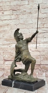 Auténtica estatua de gladiador romano de bronce escultura guerrero clásico espartano hogar - Imagen 1 de 10