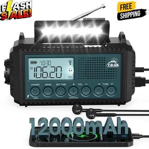 Kurbelradio, Notfallradio, Power Bank, Taschenlampe, Camping, Solar, AM/FM - Bild 1 von 6