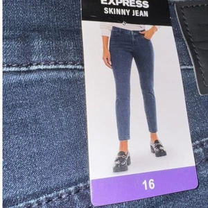 Express Damengröße 16 Skinny Jeans dunkle Waschung Denim spitz zulaufend neu mit Etikett - Bild 1 von 7