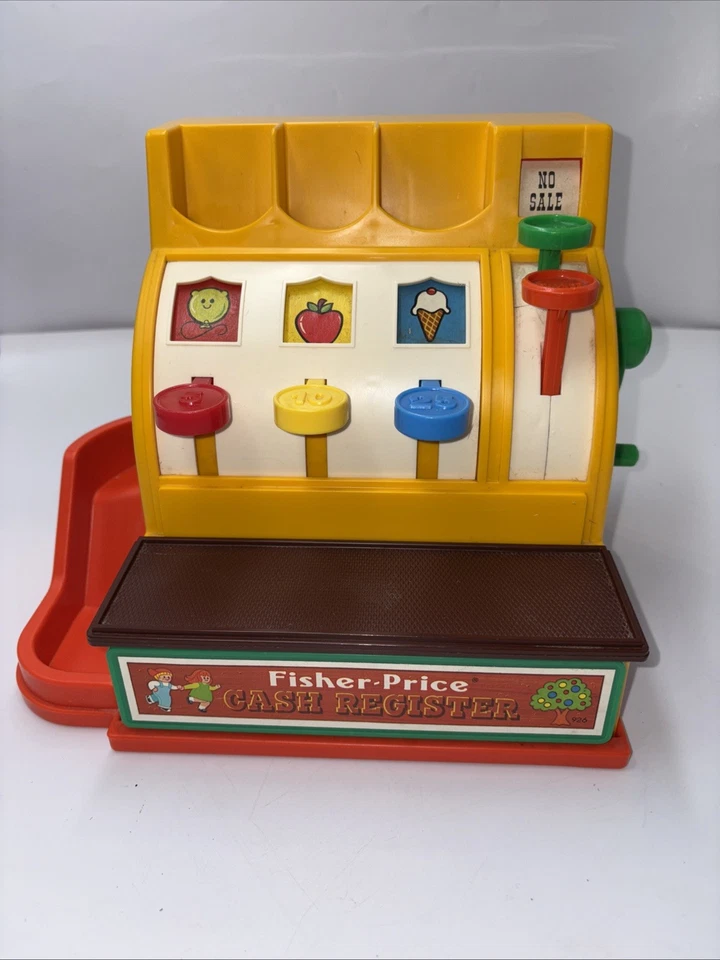 Caja registradora Fisher Price Play 1974 vintage con campana de trabajo, botones Foto 1 de 4