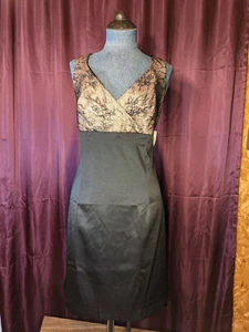NEW Allen B. Black Party Dress Lace Floral Top Womens 16 NWT Closet72* - Picture 1 of 6