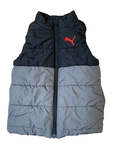 Puma Boy’s Zip Front Puffer Vest Black & Gray Size XXS 3/4 - Picture 1 of 6