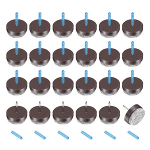 24Pcs Nail-on Felt Furniture Pads Round Furniture Sliders(24mm, Brown) - Picture 1 of 5