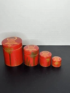 Japanese Nesting Wooden Trinket Boxes Set Of 4 Buddha Design Hand Painted VGT - Picture 1 of 24