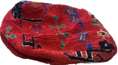 Vintage Moroccan Boujad floor Cashion inspired from old Boujad rug lovely poof - Image 1 of 4