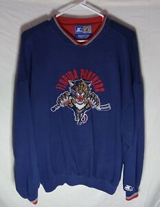 Vintage Florida Panthers Starter Sweater, Size XL, in Classic Blue.