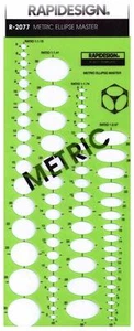Berol Rapidesign Template - Metric Ellipse Master - R-2077 - Picture 1 of 2