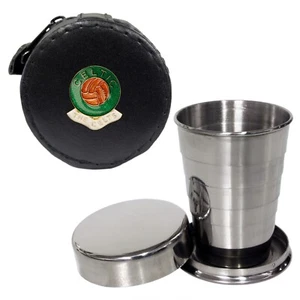 2oz Collapsible Drinking Cup With Leather Glasgow Celtic Football Club Case - Picture 1 of 2