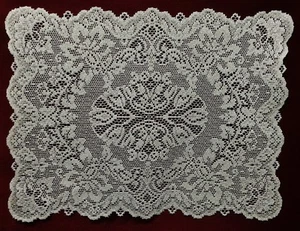 Lace Place Mats 14.5" x 19" Smoke Silver Metallic Savoy Table Accents Wedding - Picture 1 of 3