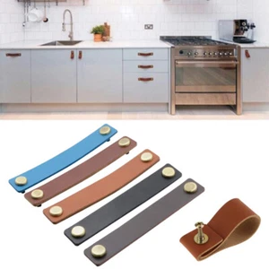 Handmade Leather Cabinet Door Knobs Drawer Pulls Door Handles Cupboard Kitchen - Bild 1 von 25