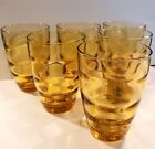 Libbey Ripple Wave Tumblers Glasses Amber Set Of 6 Saturn Rings 12 Ounce MCM