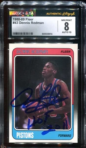 1988 Fleer #43 Dennis Rodman signed auto inscribed RC card CGC JSA 8 10 - Picture 1 of 2
