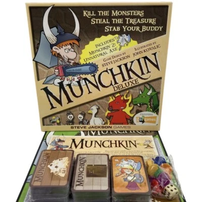 Munchkin Deluxe w/Unnatural Axe Steve Jackson Games 100% Complete ~FREE SHIPPING - Image 1 of 4