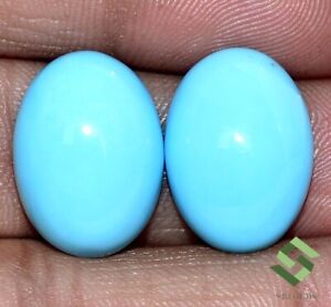 18x13 mm Natural Sleeping Beauty Turquoise Oval Cabochon Pair 19.29 CTS Gemstone