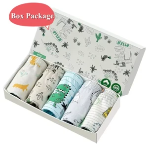 5 Pieces/Pack Boys Triangle Underwear Premium Soft Cotton Children'S Briefs Dino - Picture 1 of 8