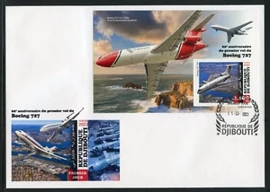 DJIBOUTI 2023 60th ANN OF THE 1st FLIGHT OF BOEING 727 SOUVENIR SHEET FDC - Picture 1 of 1