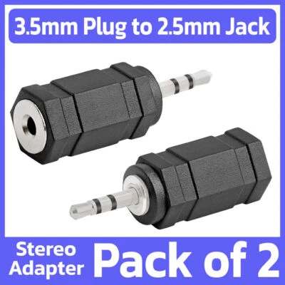 CMPLE 2 Pack 3.5mm Male Plug to 2.5mm Female Jack Stereo Audio Adapter for Headphone