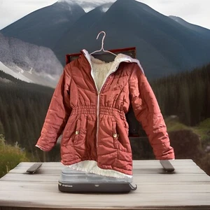 DKNY Girls Jacket Rose Blush Winter Full Zip (Broken) Hood Size M(8/10) - Picture 1 of 6