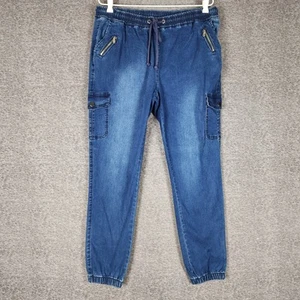Wakee Joggers Womens Size 18 Blue Denim Stretch Elastic Waist Cuffs Pockets Zips - Bild 1 von 12