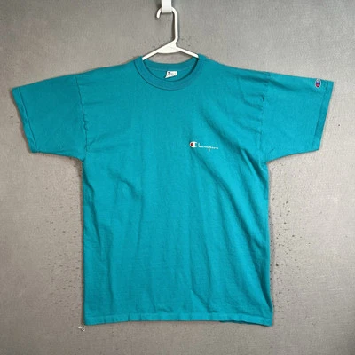 Vintage 90s Champion Script Logo T Shirt Adult XL Blue Made In USA Mens - Image 1 of 4