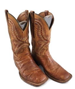 BOTAS VAQUERAS LUCCHESE HOMBRE PUNTA CUADRADA PIEL DE AVESTRUZ MARRÓN TALLA 9 D - Imagen 1 de 23
