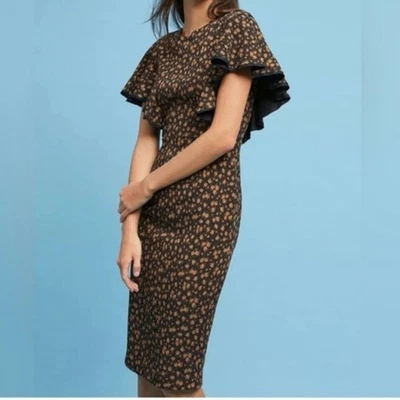 Vestido Anthropologie Tracy Reese Acanalado Floral Hasta la Rodilla Talla 10 Cottagecore Foto 1 de 4