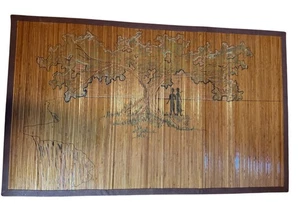 Colgante de pared o alfombra vintage de bambú con escena de la naturaleza rectángulo árbol personas LEER - Imagen 1 de 13