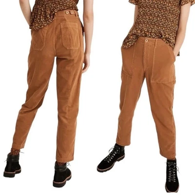 Pantalones de fatiga cónicos con asa de pana Madewell talla 24 tiro alto BOHO Lagenlook Foto 1 de 4