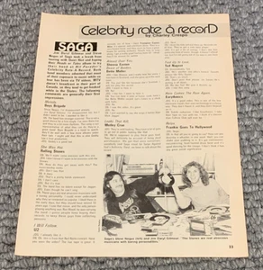 SAGA Celebrity Rate A Record Hit Parader Magazine 1 Page Article Hard Rock - Picture 1 of 1