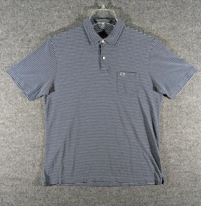 Vineyard Vines Polo Shirt Mens Medium Blue White Striped Classic Fit Pima Cotton - Picture 1 of 15