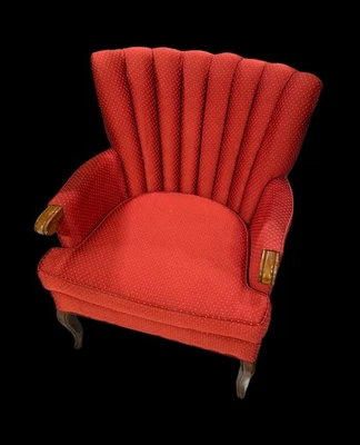 Sillón relax danés años 60 estado original rojo algodón/lana madera roble Foto 1 de 4