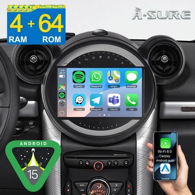 4+64GB AutoRadio Für BMW Mini Cooper R60 Countryman  Android 15 Navi CarPlay GPS - Bild 1 von 4