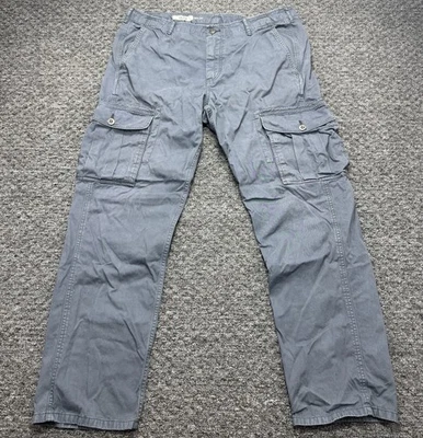 Calça Gap Cargo Masculina 36x30 Azul Sarja Pesada Carga Utilitário Algodão Militar Fina - Imagem 1 de 4