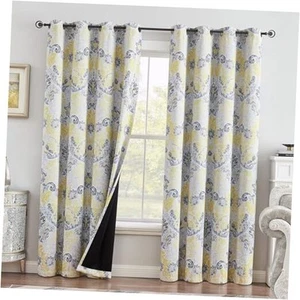 100% Blackout Curtains 96 Inch Long 2 Panels for Living Room Bedroom Yellow - Picture 1 of 7