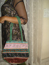 Beautiful Indian Hand Beaded Green Hand Shoulder Bag,Purse B23